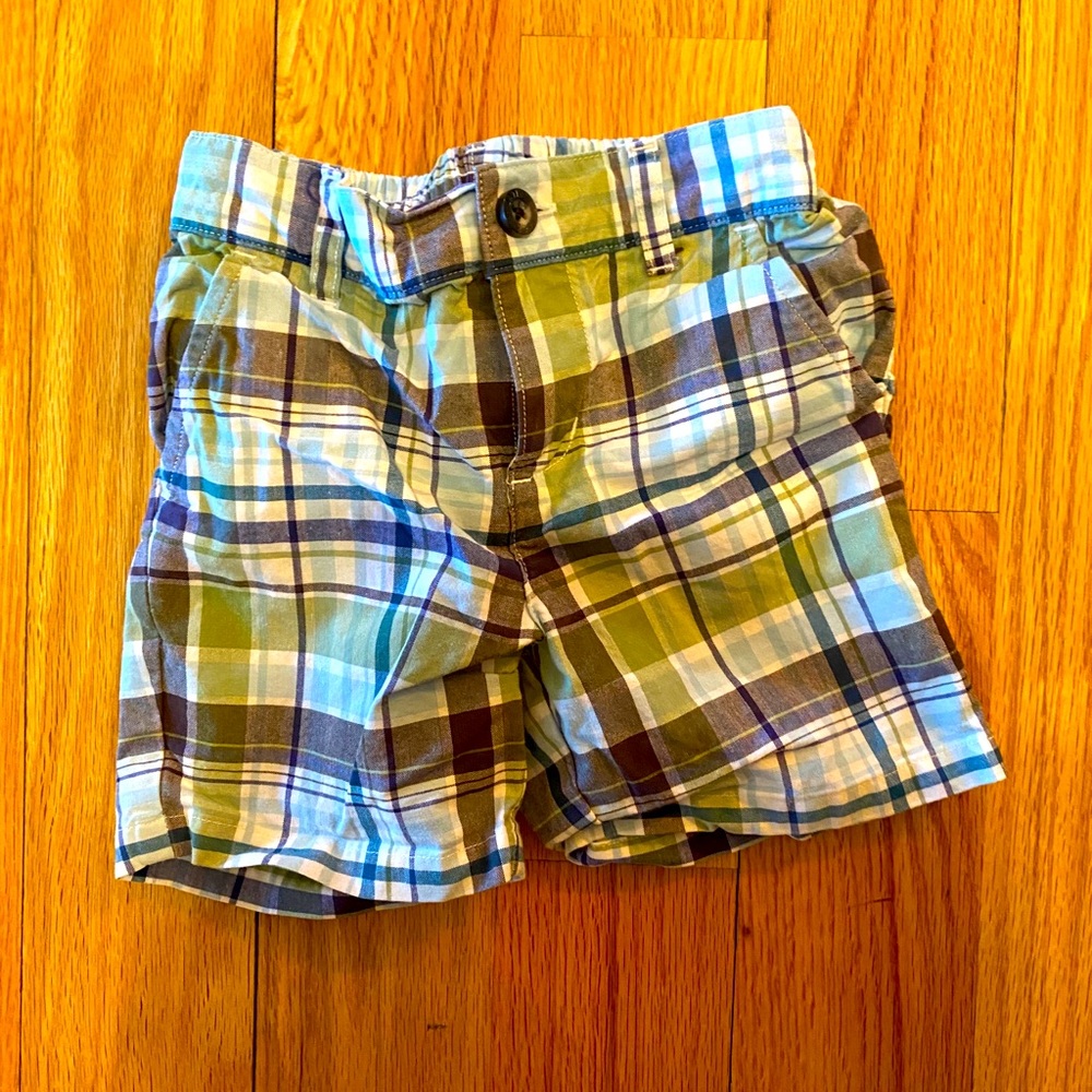 Plaid adjustable baby boy shorts EUC